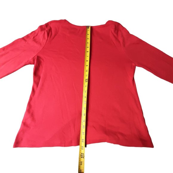 Charter Club Womens XL Long Sleeve T Shirt 100% Pima Cotton Soft Solid Red - Picture 5 of 10